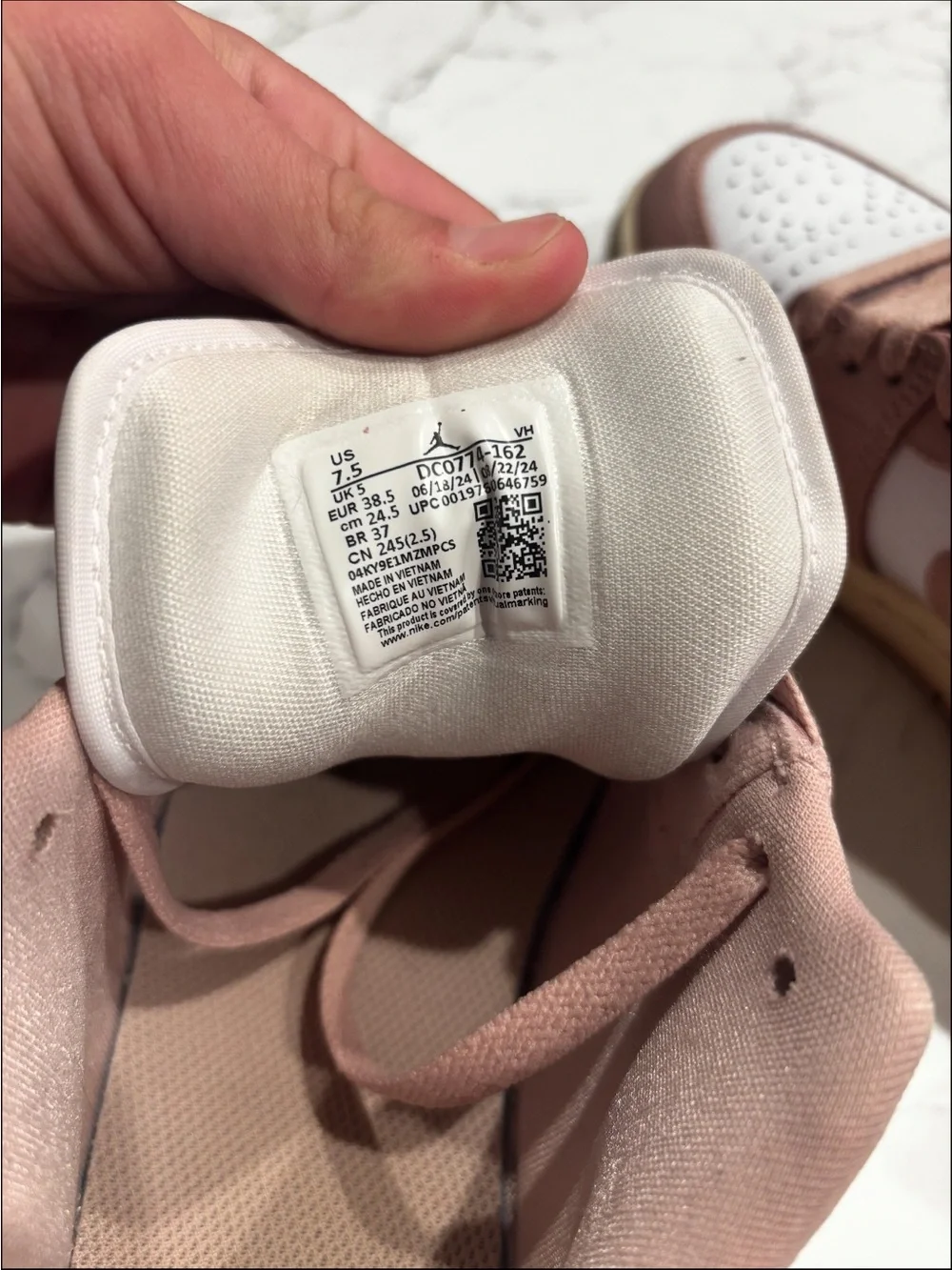 Jordan Low Top Sneakers in Pink & White - Picture 3 of 3